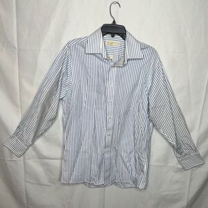 Michael Kors Mens Classic Fit Striped Button Down Shirt Large 16 32 33 Cotton